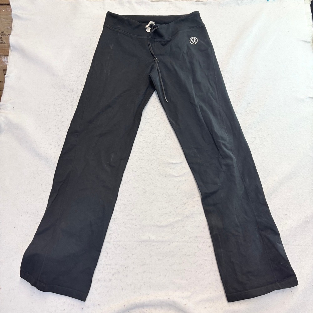 Lululemon Athletica Flare Leg Yoga Pants Womens Size 8 Black Cotton Blend